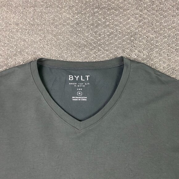 BYLT Drop Cut Lux V-Neck Shirt T Shirt Men's XL Gray Short Sleeve NWOT Basics - Picture 2 of 10